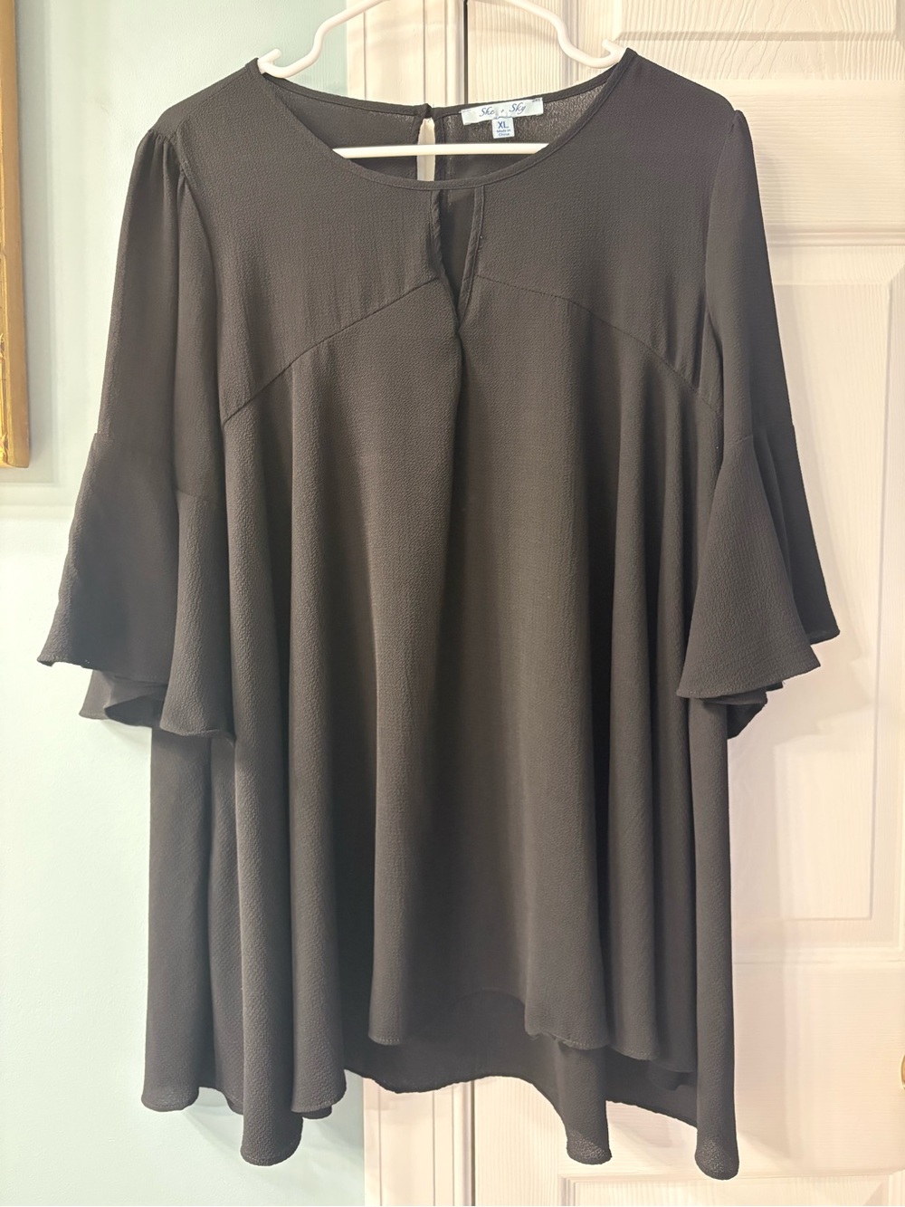 She + Sky Black Ruffle Sleeve Tunic